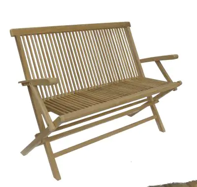  Product image 2 of the product “Bench with Armrest, 89 cm Height | Teak Wood, Natural Finish ”